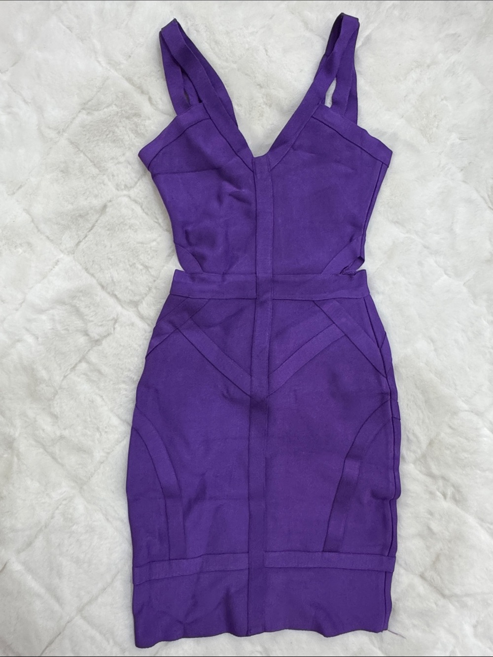 Purple V-Neck Bodycon Dress